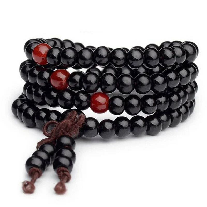 Natural Sandalwood Bracelet Men Buddhist Buddha Meditation Bead Bracelet For Women Prayer 108 Beads Rosary Hanging Decoration