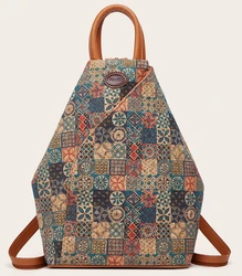 Kraft Paper Vintage One Shoulder Backpack Retro Chic Bohemian Boho Gypsy Hippie Ibiza Tribal Travel Eco-friendly Vegan Backpack