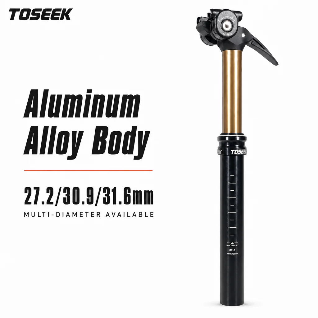 TOSEEK MTB Seat Post Dropper 27.2/30.9/31.6mm 105/130/155mm Travel Mountain Bike Telescopic Seatpost Hydraulic Manual Dropper