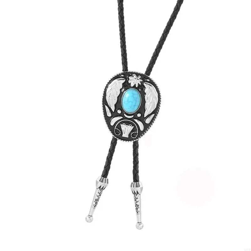 Vintage Western Cowboy Bolo Tie Flower Stone Necktie Punk Lariat Necklace Costume Accessory Bolo Tie Western 