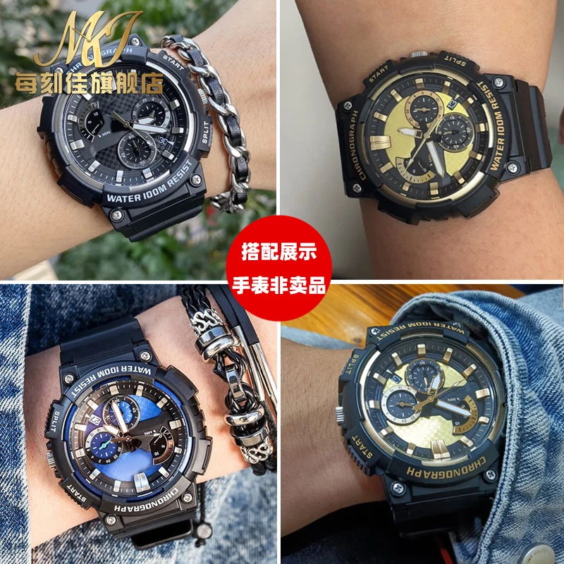 High quality Original style Silicone Watch strap For Casio MCW-200H MCW-200 Resin movement Dive watchband Men 20mm Black orange