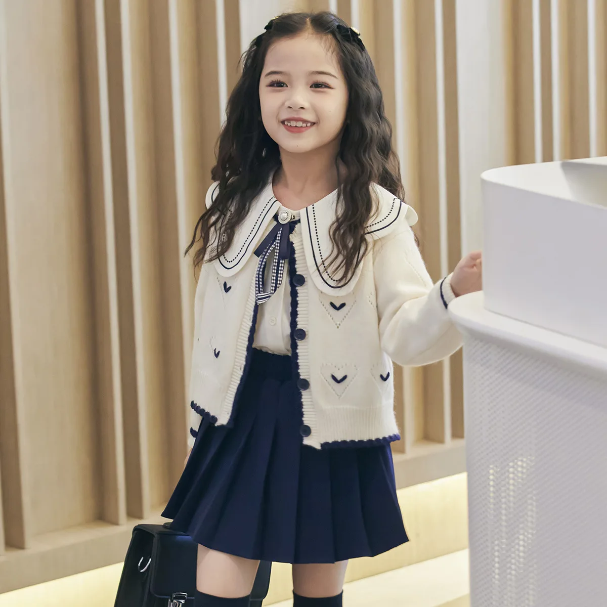 الفتيات الزي الأكاديمي 2025 الخريف سترة متماسكة مجموعة للأطفال الكبار الموضة العصرية سترة 110-170 سنتيمتر #2