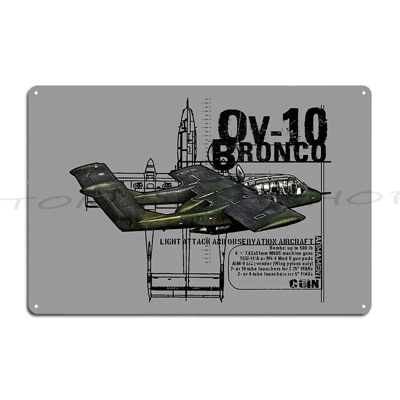 Ov 10 Bronco American Plane Cutout Silhouette Metal Plaque Wall Cave Design Printing Cinema Designer  Tin Sign Poster