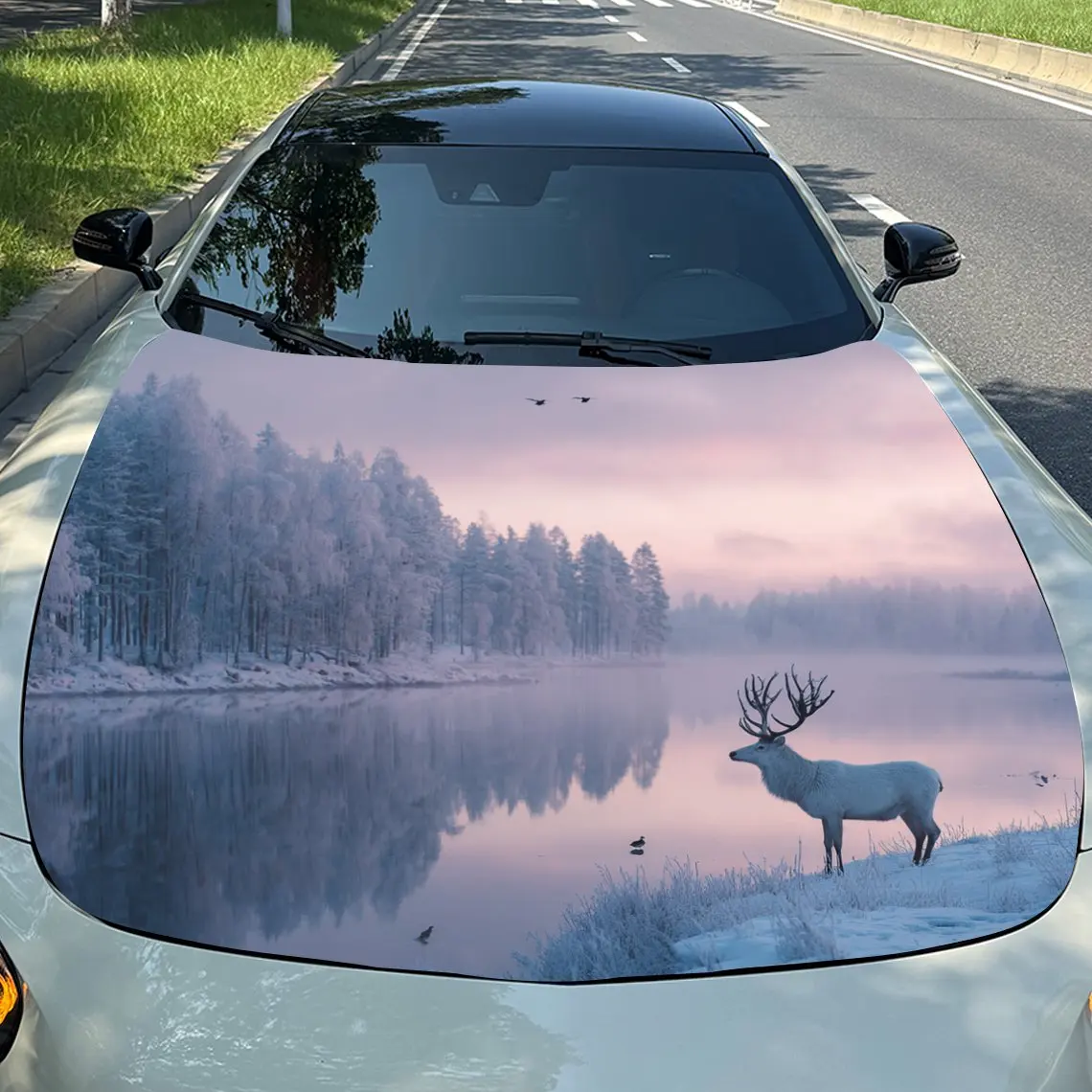 

Winter Forest Elk Car Hood Stickers, Truck Stickers, Self-adhesive Long-lasting Car Parts, Suitable For Cars, Truck Hood Decorat