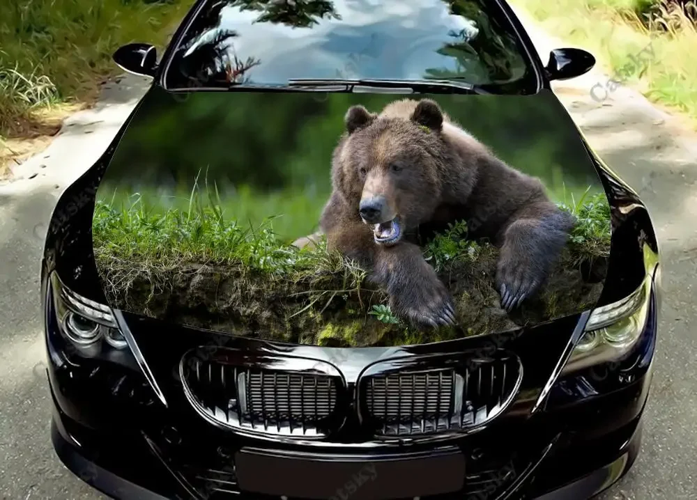 

black bear animal Car Hood Vinyl Stickers Wrap Vinyl Film Engine Cover Decals Sticker on Car Auto Accessories