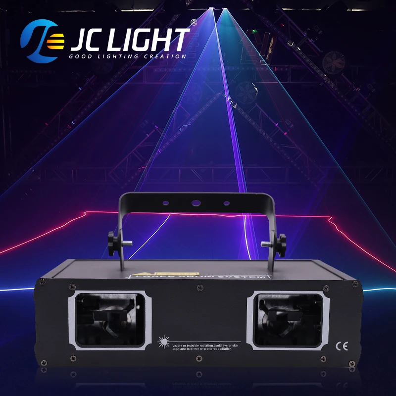 Jc licht zwei augen laserlicht 3d rgb bühnen beleuchtung musik steuerung dj lichter dmx party strahl projektor licht für disco ktv neu