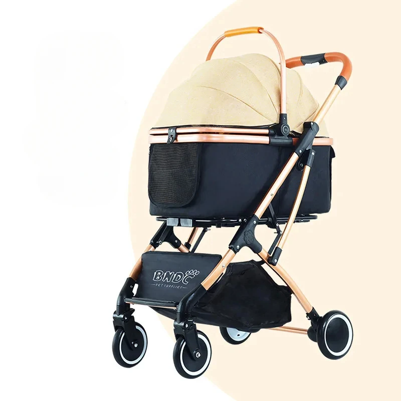 

Small and Medium Sized Pet Stroller Outdoor Dog Cart Bag Separated Folding Design Shock Absorbing Aluminum Alloy