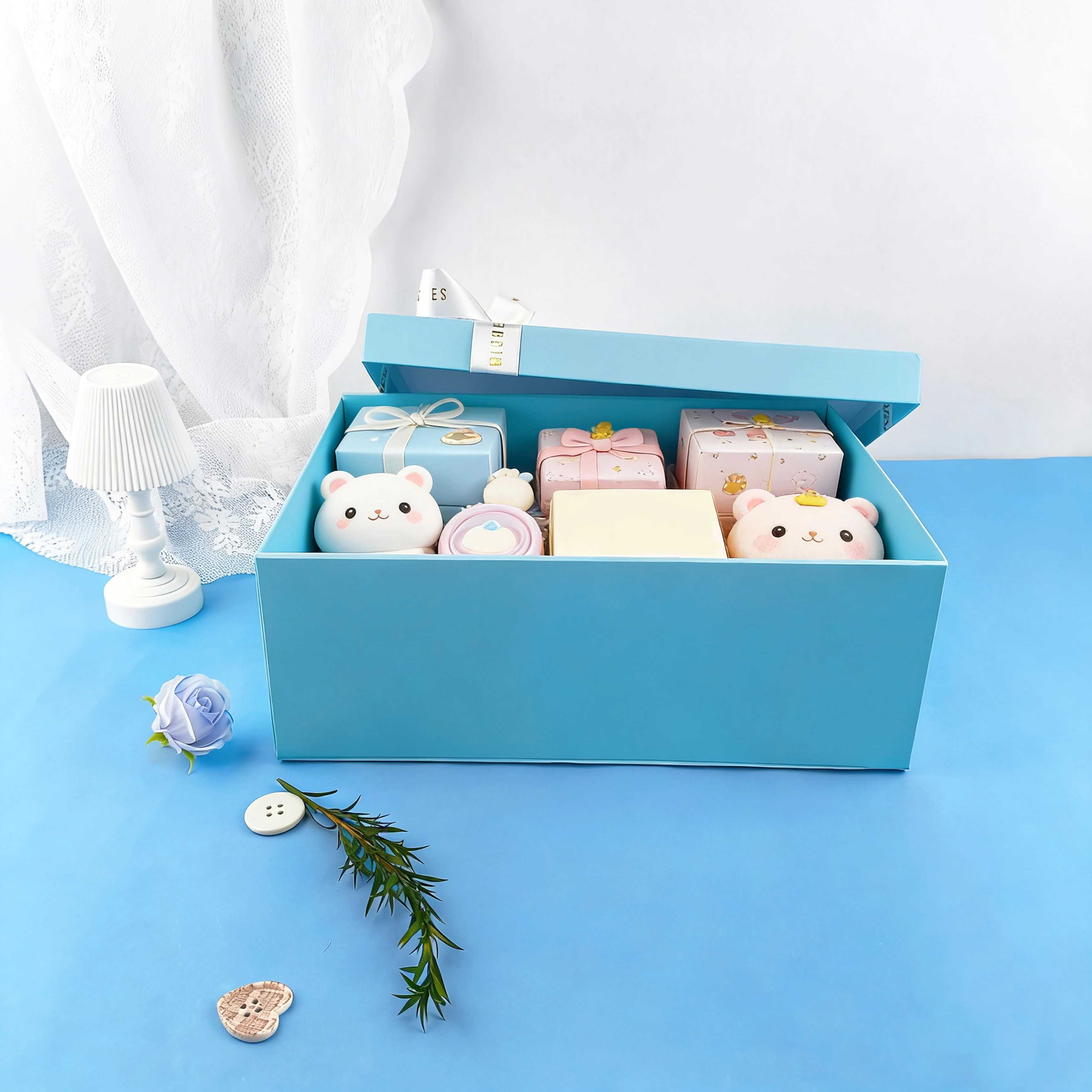 

Прямоугольная коробка для хранения с лентой, элегантный декоративный контейнер с крышкой для упаковки подарков на вечеринках и организации дома, а также хранения игрушек