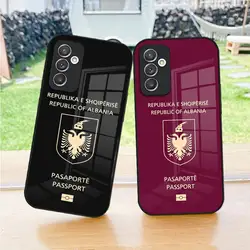 Albania Passport Phone Case for Samsung S24 Ultra S23 S22 S20 Fe S21 Plus Galaxy A54 A34 A24 A53 M54 Note 20 Back Cover
