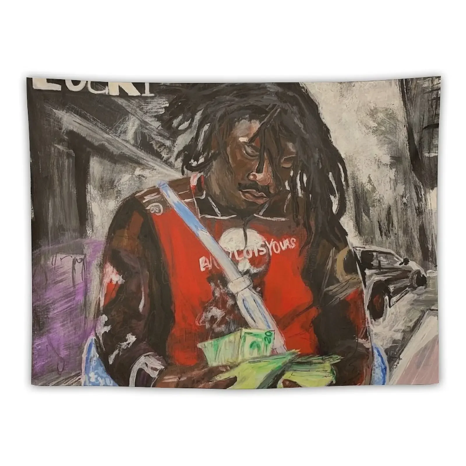 lucki,days b4 3,album,poster,cover,painting,fan art,rap,rapper,dope,print,shirt,hiphop,deadboy,life,music,lyrics,graffi Tapestry