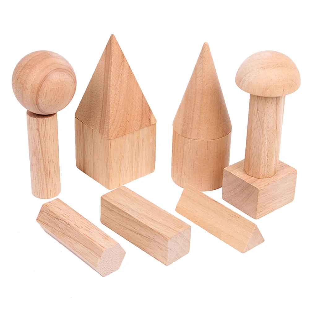 

12pcs Geometry Building Blocks Wooden 3D Cube Cylinder Circular Cone Cuboid Combination Toy