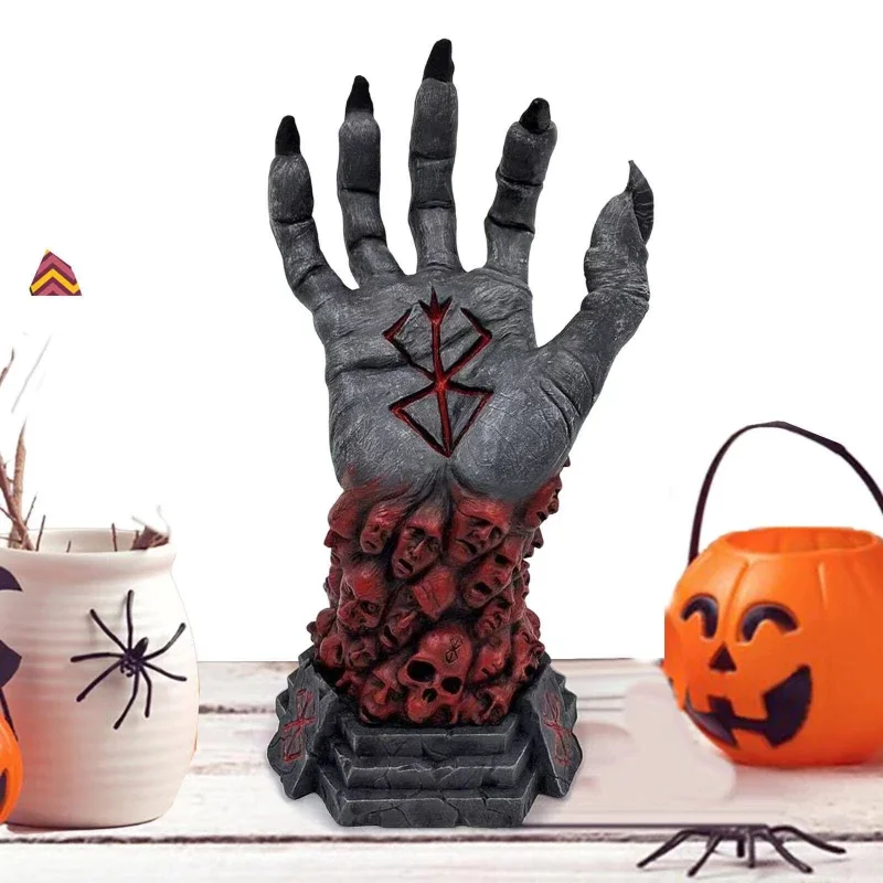 Demon Berserker Hand Resin Model Gothic Skeleton Candlestick Hell Branded Hand Resin Sculpture Horror Halloween Decoration