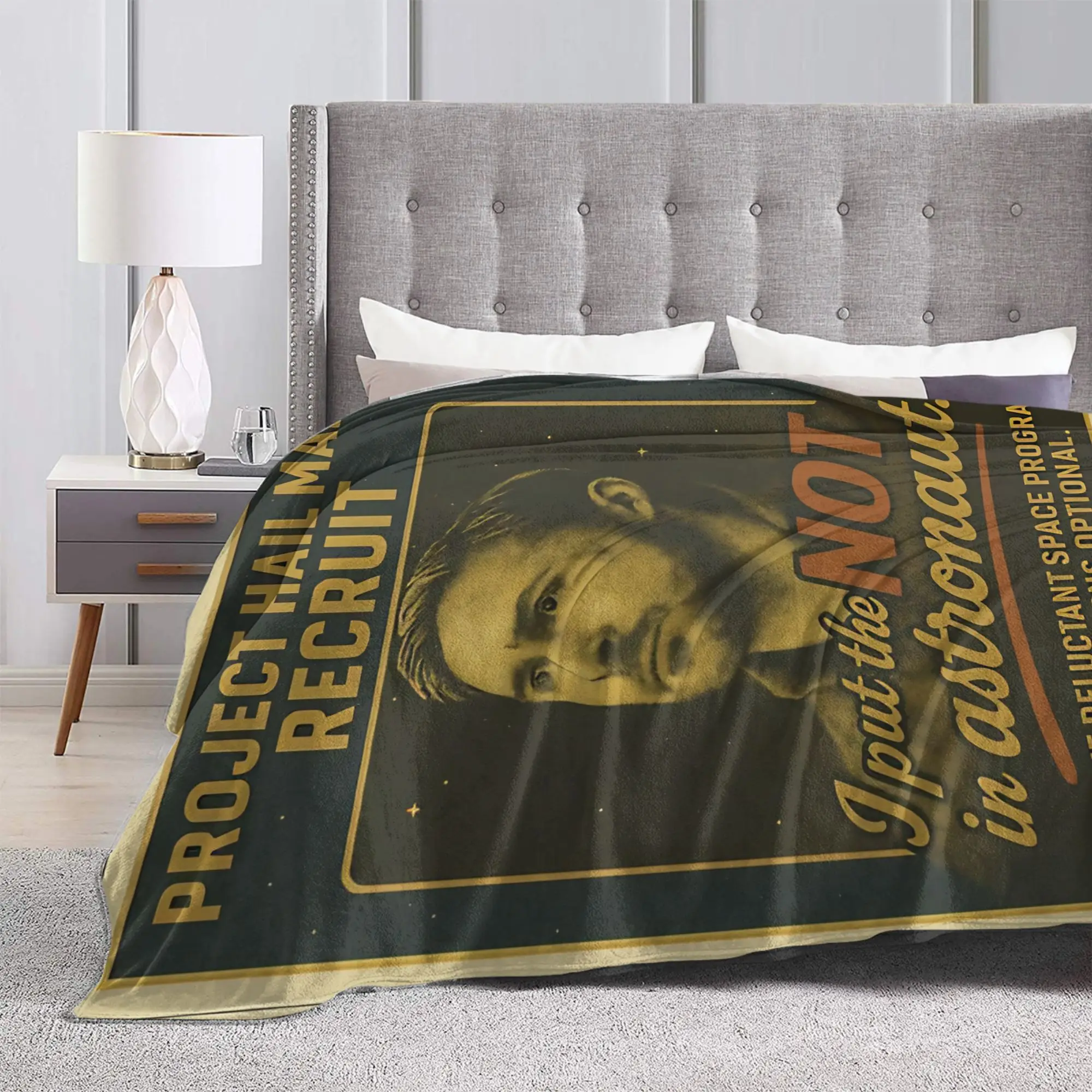 Project Hail Mary Recruit Retro Poster  Blanket  Flannel Vintage Soft Throw Blanket for Bed Sofa Summer