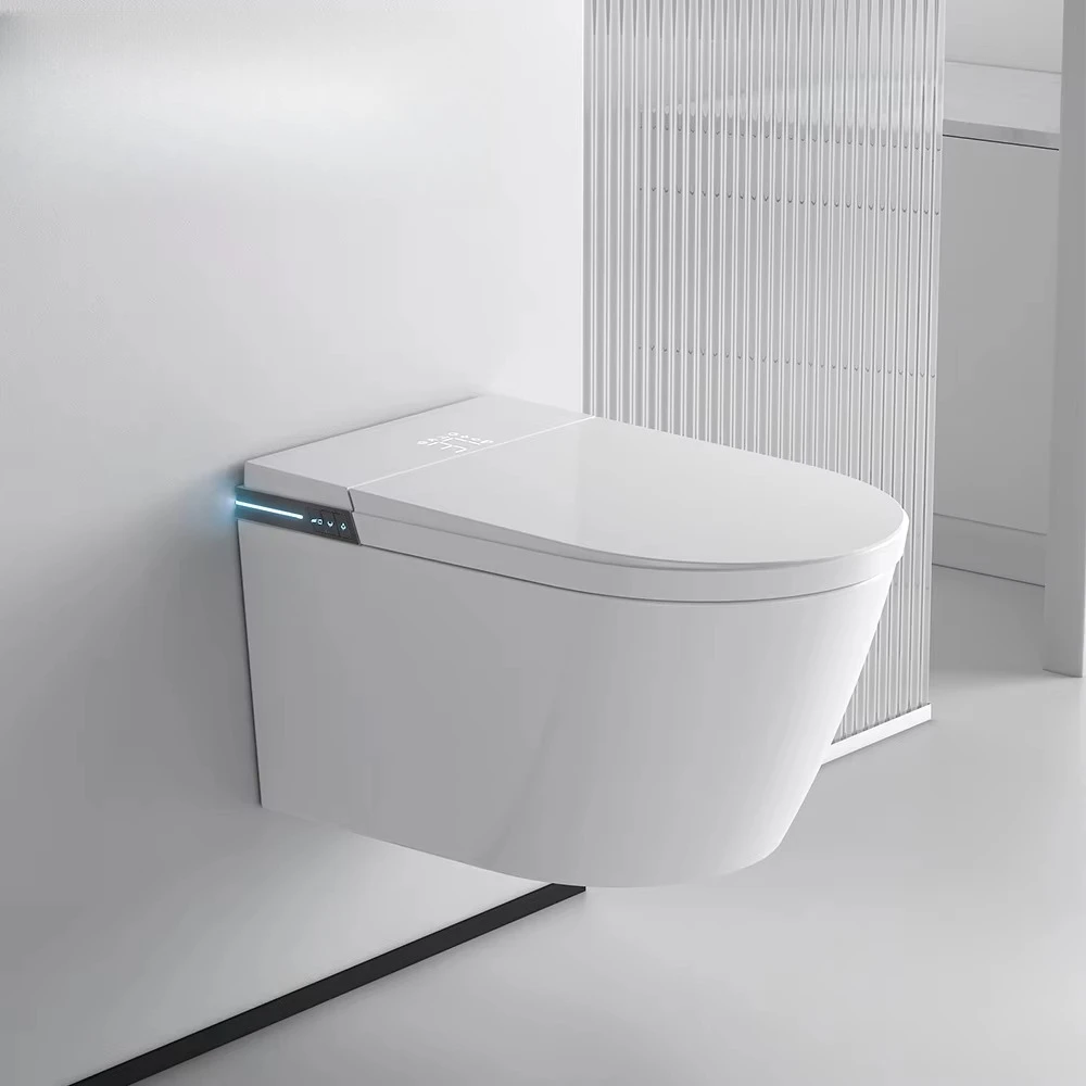 Luxury Wall-Mounted Smart Toilet with Heated Seat & Remote Control S-Trap/P-Trap Drainage for Modern Bathroom Projects