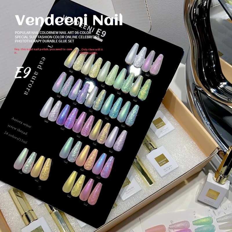 2025 New Shell Pearl Thread Aurora Mother-Of-Pearl UV Gel Glue Fine Glitter Silks Satins LED Bottle Internet Celebrity Vandeeni
