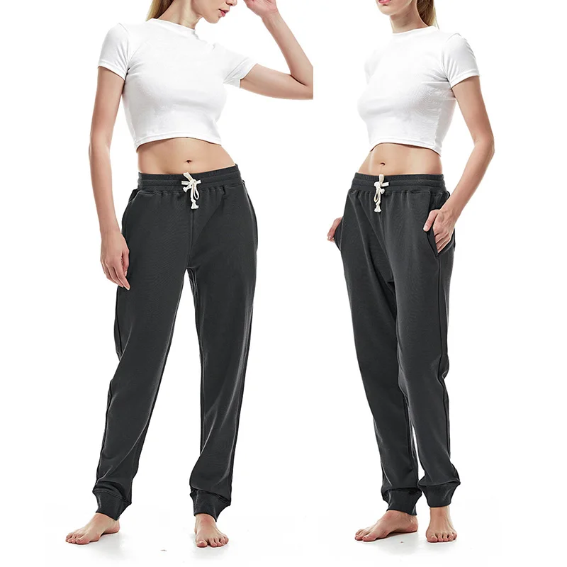 Women Spring 2024 Cotton Breathable Relaxed Athletic Pants Loose Sweatpants Casual Drawstring Waist Workout Sports Gym Trousers