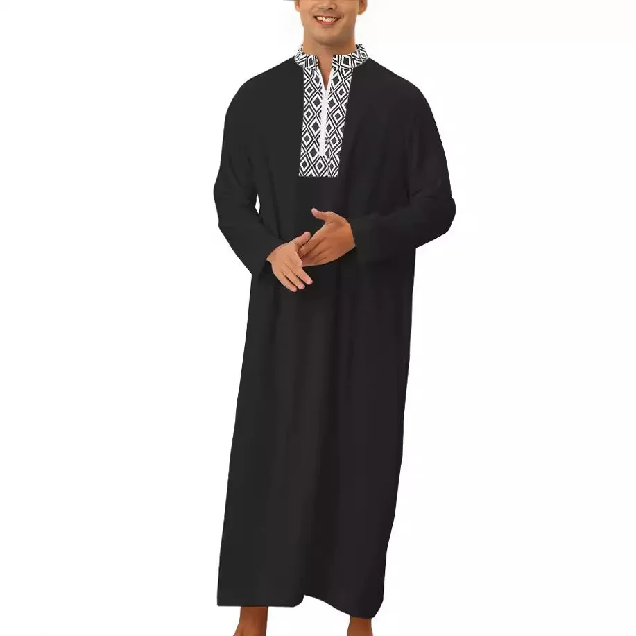 Men Eid Long Robe Jubba Thobe Abaya Dishdasha Saudi Muslim Islam Caftan Abayas Zipper Dubai Kaftan Prayer Ramadan Morocco