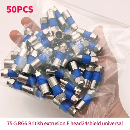 Imagen 2 del producto 50 Uds 75-5 conector de compresión tipo F para amplificador de señal CATV RG6 RG59 Cable Coaxial conector de TV tipo F