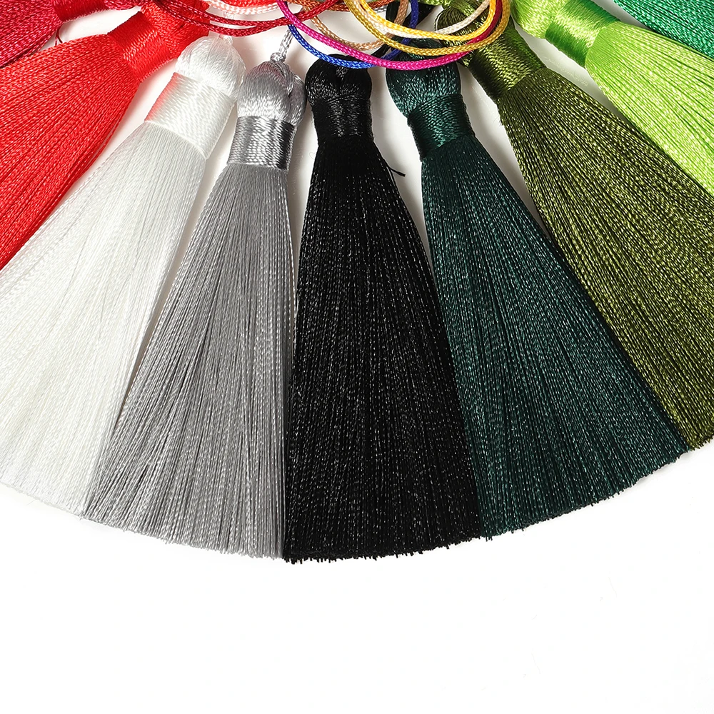 5 Stück 8cm Quasten-Ohrringe aus Polyesterseide, Bürstenanhänger, Ohrring-Charm, Satin-Quaste, DIY-Schmuckzubehör, handgefertigtes Kunsthandwerk – Detail 10