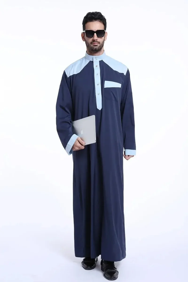 Saudi Muslim Men Clothing Kaftan Robes Pakistan Traditional Long Sleeves Thobe Arab Abaya Eid Turkish Dress Dubai Islam Clothing