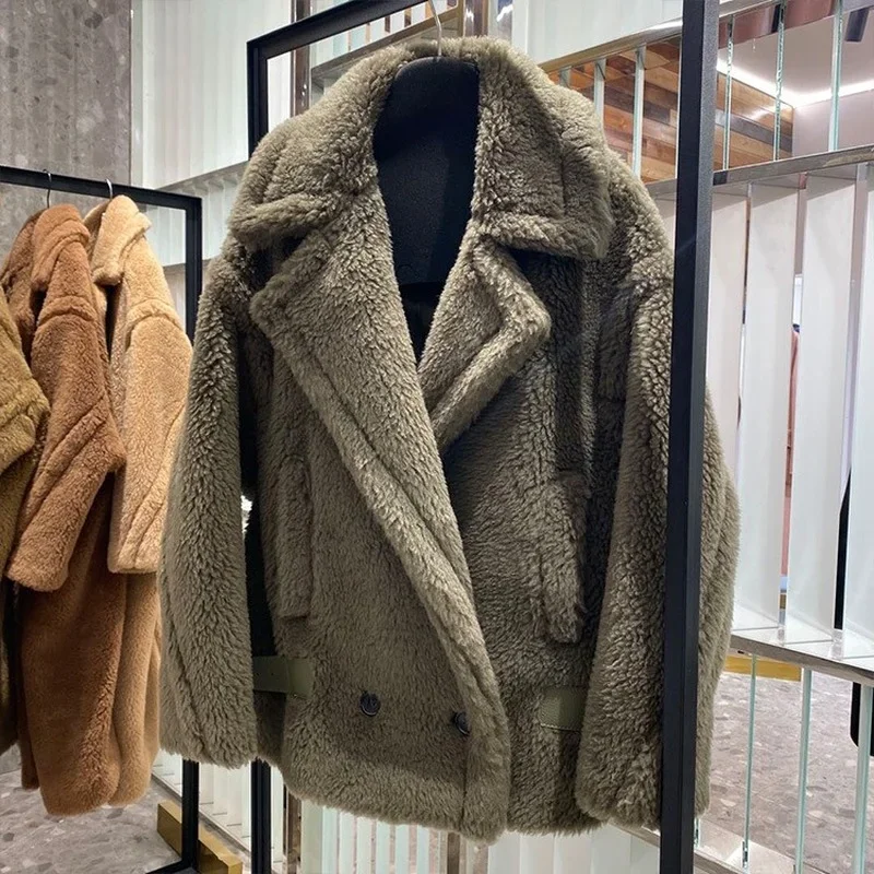 Women Jacket Teddy Bear Coat Winter Short Coat Female Autumn New Fashion Casual Camel Double Breasted High-end Keep Warm Coat