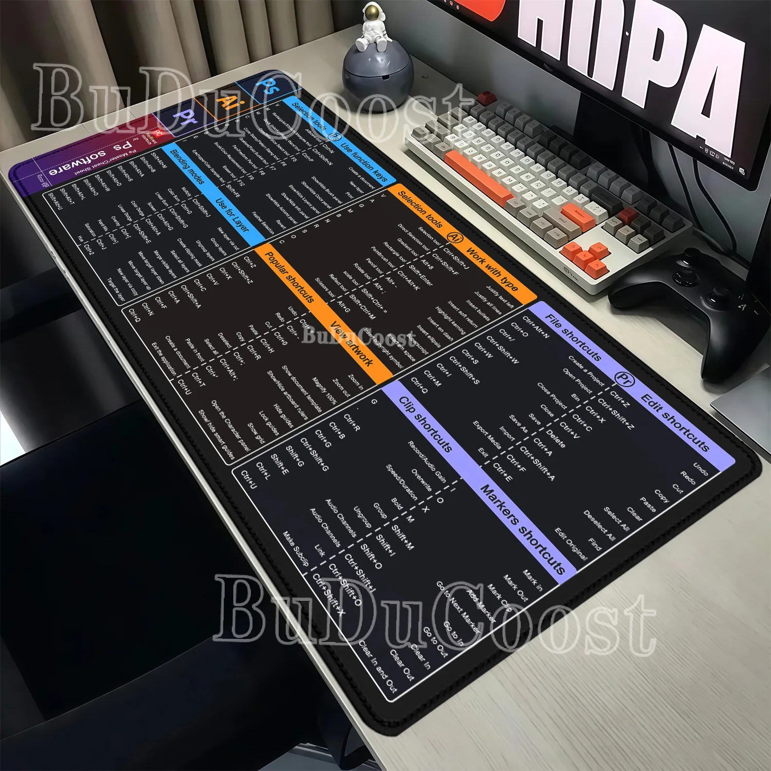 Ps Ai Pr English Shortcuts Mouse Pad Large Extended Software Big Office Keyboard Mousepad Gaming overlock HD printing Desk Mat