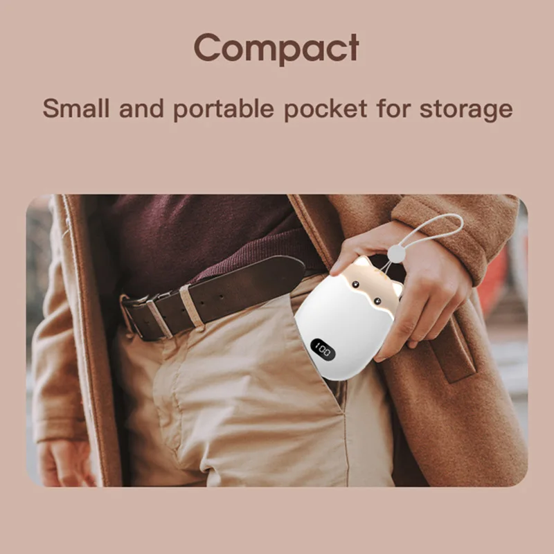 Xiaomi على الوجهين التدفئة جهاز تدفئة محمول الكرتون القط جهاز تدفئة محمول قوة البنك 4-سرعة التحكم في درجة الحرارة 2 في 1 سخان كهربائي #5