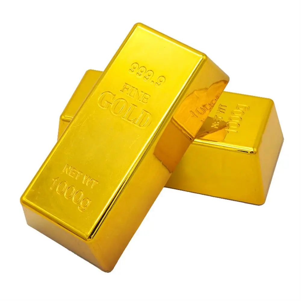 Office Accessory Simulation Fake Gold Bar Glittering Paperweight Golden Brick Table Decor Plastic Bullion Bar Office Desk