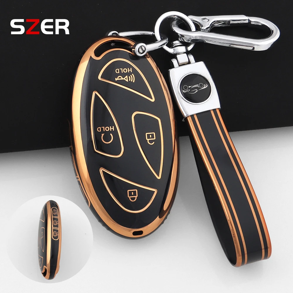 حافظة مفاتيح ذكية عن بعد للسيارة من البولي يوريثان غطاء شل لسيارة Hyundai IONIQ 6 سباق كبيرة جديدة GN7 Kona 5 7 أزرار حامل محمي بدون مفتاح فوب