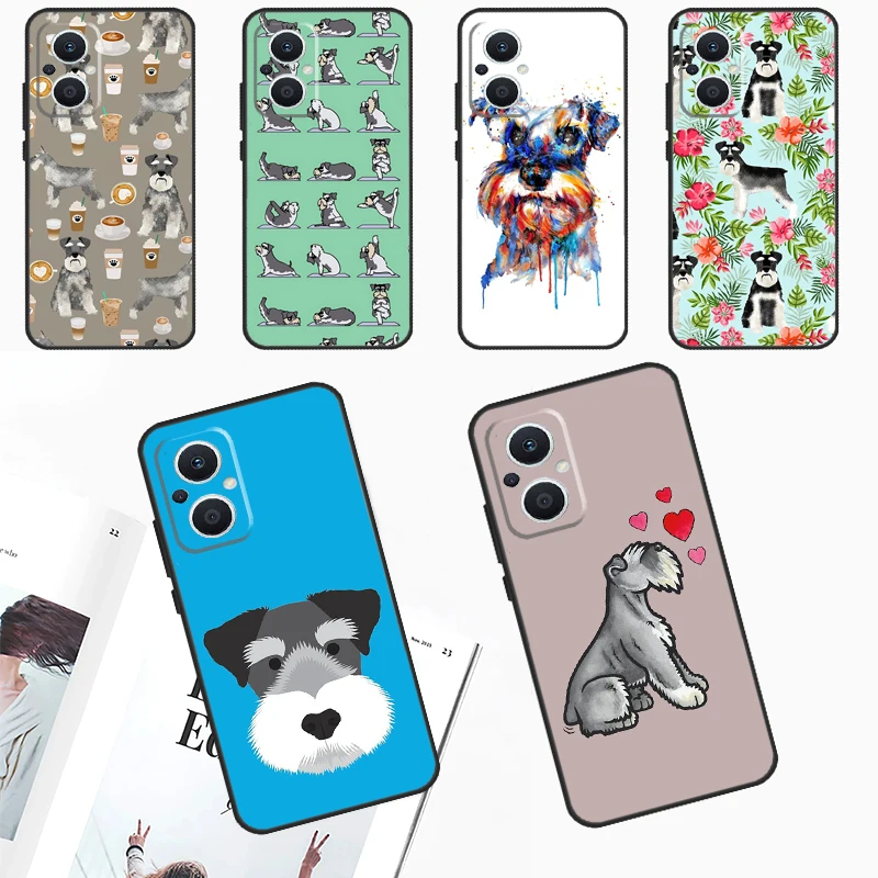 Cartoon Schnauzer Dog Case For OPPO Reno 10 Pro 4Z 5Z 8T 4 5 6 7 8 Lite OPPO Find X5 X6 Pro X2 Neo X3 Lite Cover