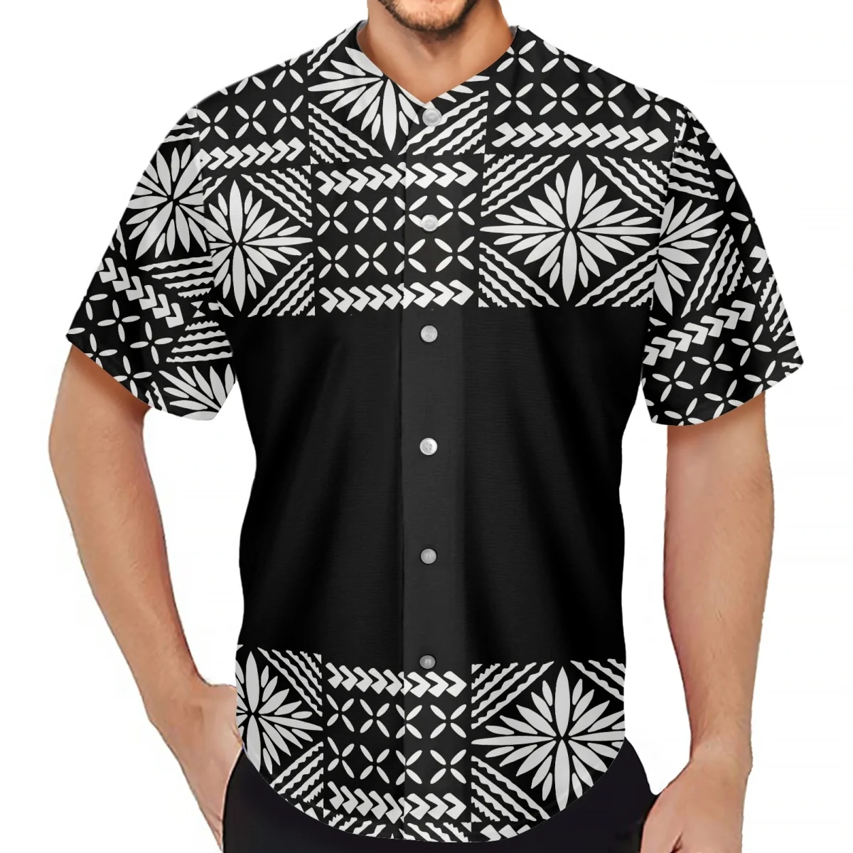 

Hot Selling Custom Casual Summer Men Baseball Jersey Sublimation Print Uniform Polynesian Tribal Clothing Samoa Fiji Hawaiian