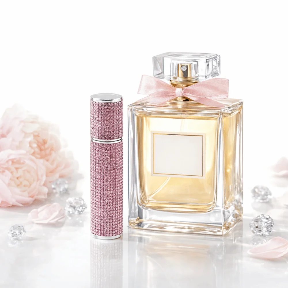 ขวดสเปรย์แบบเติมได้ ขนาด 10 มล. ประดับคริสตัลเต็มขวด ป้องกันการรั่วซึม พ่นละอองละเอียด สำหรับใส่เครื่องสำอาง พกพาสะดวก