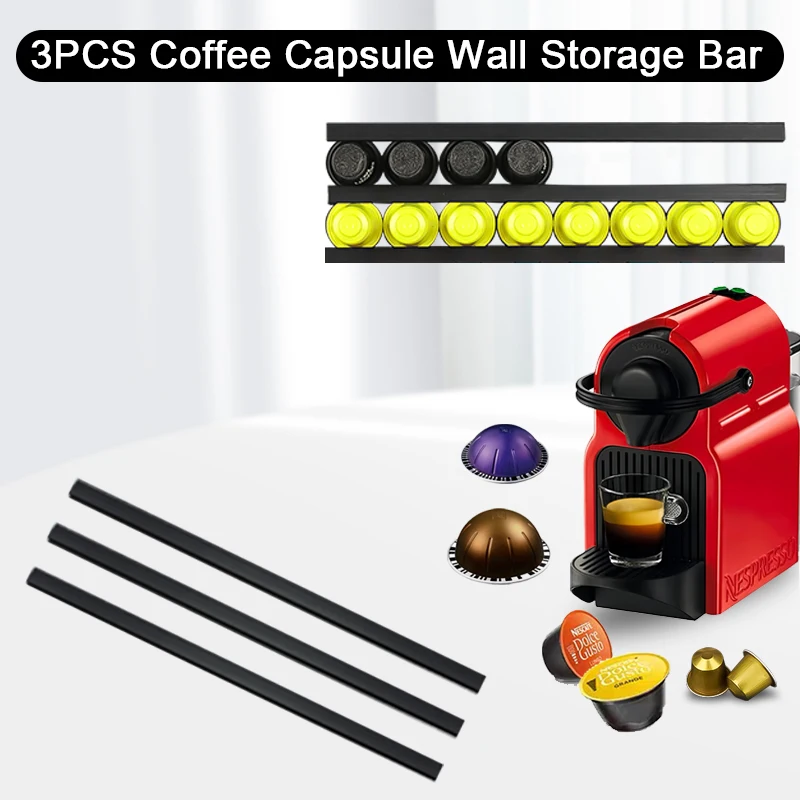 3pcs Coffee Capsule Storage Rack - Self-Adhesive, Non Perforated Storage Rack, Household Wall Mounted Coffee Box Storage Rack