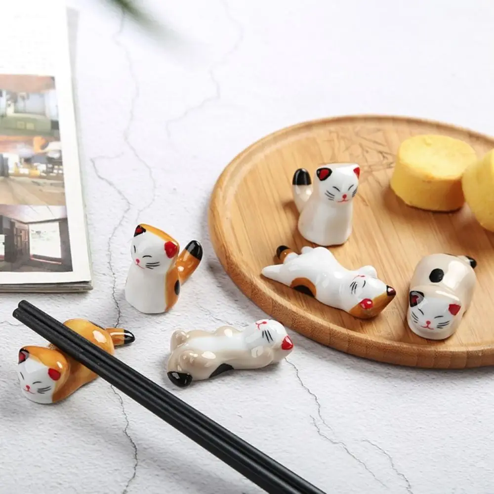 Chopstick Holder Ceramic Pen Rest Desktop Ornaments Kitchen Tableware Writing Painting Brush Holder Spoon Fork Rest Stand