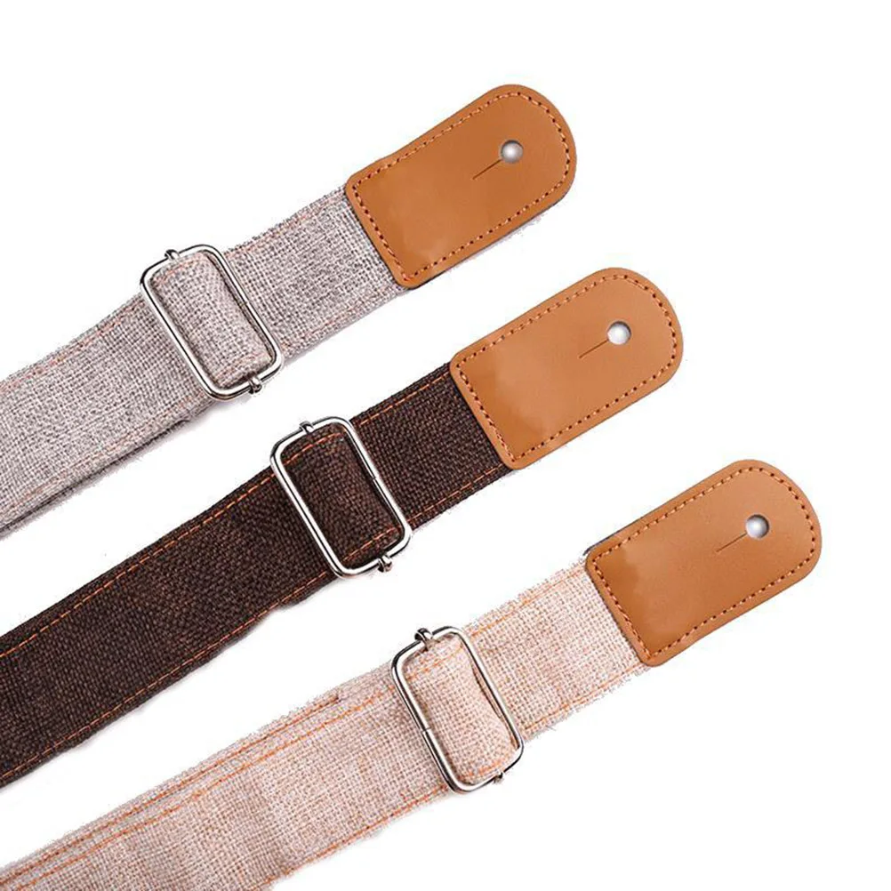 

1Pcs Ukulele Strap Cotton Linen Beige Durable Ends Metal Buckle Adjustable Length Guitar Shoulder Strap