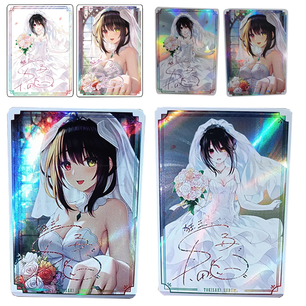 DATE A LIVE DIY 2PCS/SET Tokisaki Kurumi Refracted glitter foil stamping textured wedding dress collectible card Holiday gifts