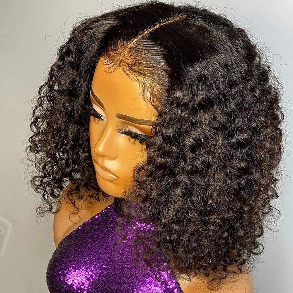 

﻿ Короткий Боб Глубокая Волна Парик Фронта Шнурка Предварительно Сорванный 13x4 13x6 Парик Фронта Шнурка Перуанские Бирманские Вьющиеся Человеческие Волосы Боб Парики Для Женщин