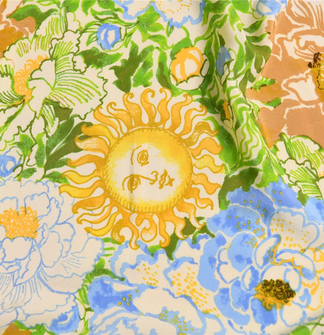 3m Txl Hand-Painted Silk Crepe de Chine Fabric Vibrant Floral Print Lilly Order Sunny Vacation Dress Material