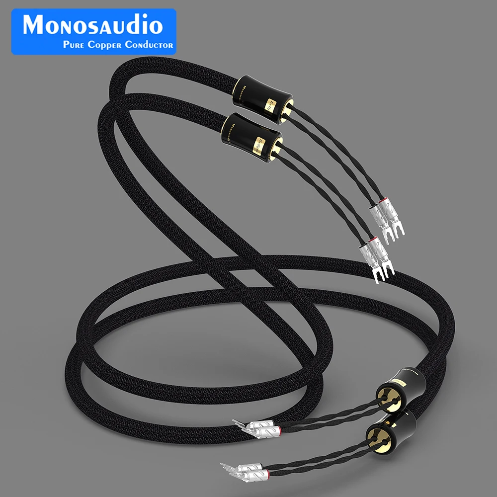 Monosaudio 5N Pure Silver Hi-end Loudspeaker Cable Eclipse Reference Series Y Spade to Y Professional HIFI Audio Speaker Wire