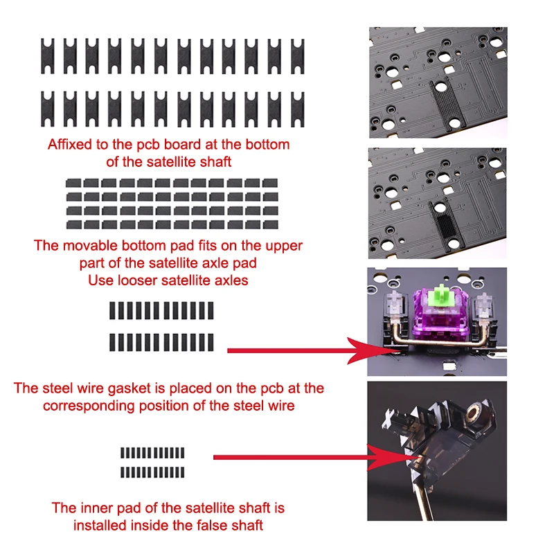 Keysporon-almohadilla de reparación Pcb completa, Teclado mecánico, estabilizador de PCB, juntas de eje satelital, pegatinas de almohadilla de reparación, 1 Juego