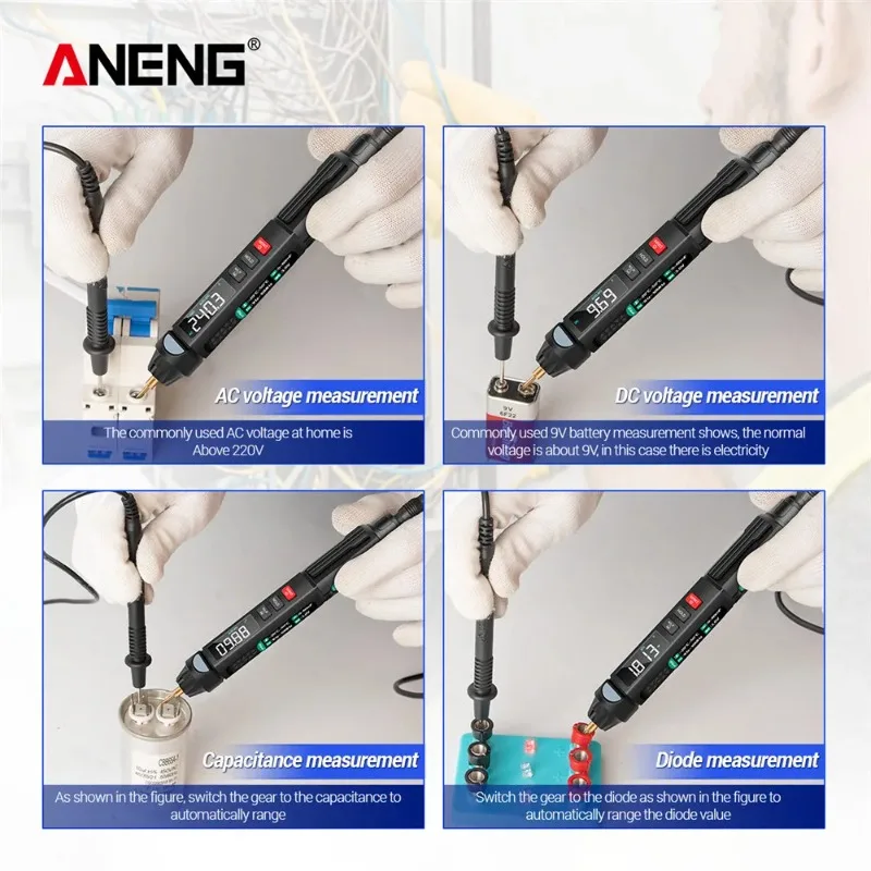 ANENG A3008/A3007 Multimeter-Teststift, automatischer intelligenter Sensor, 6000 Zählungen, elektrische AC/DC-Spannung, berührungsloser Tester, Bleistift