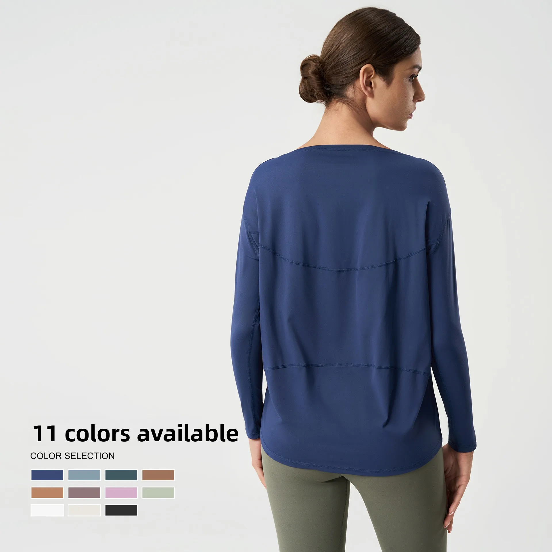 Women New Naked Feeling Loose Long Sleeve Yoga Top Breathable Versatile Fitness Sports T Shirt for Gym Running Workout