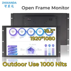 1000 Nits Outdoor Use Sunlight 18.5 Inch 1920*1080 Industrial Open Frame Monitor Metal Capacitive Touch Display With HDMI VGA