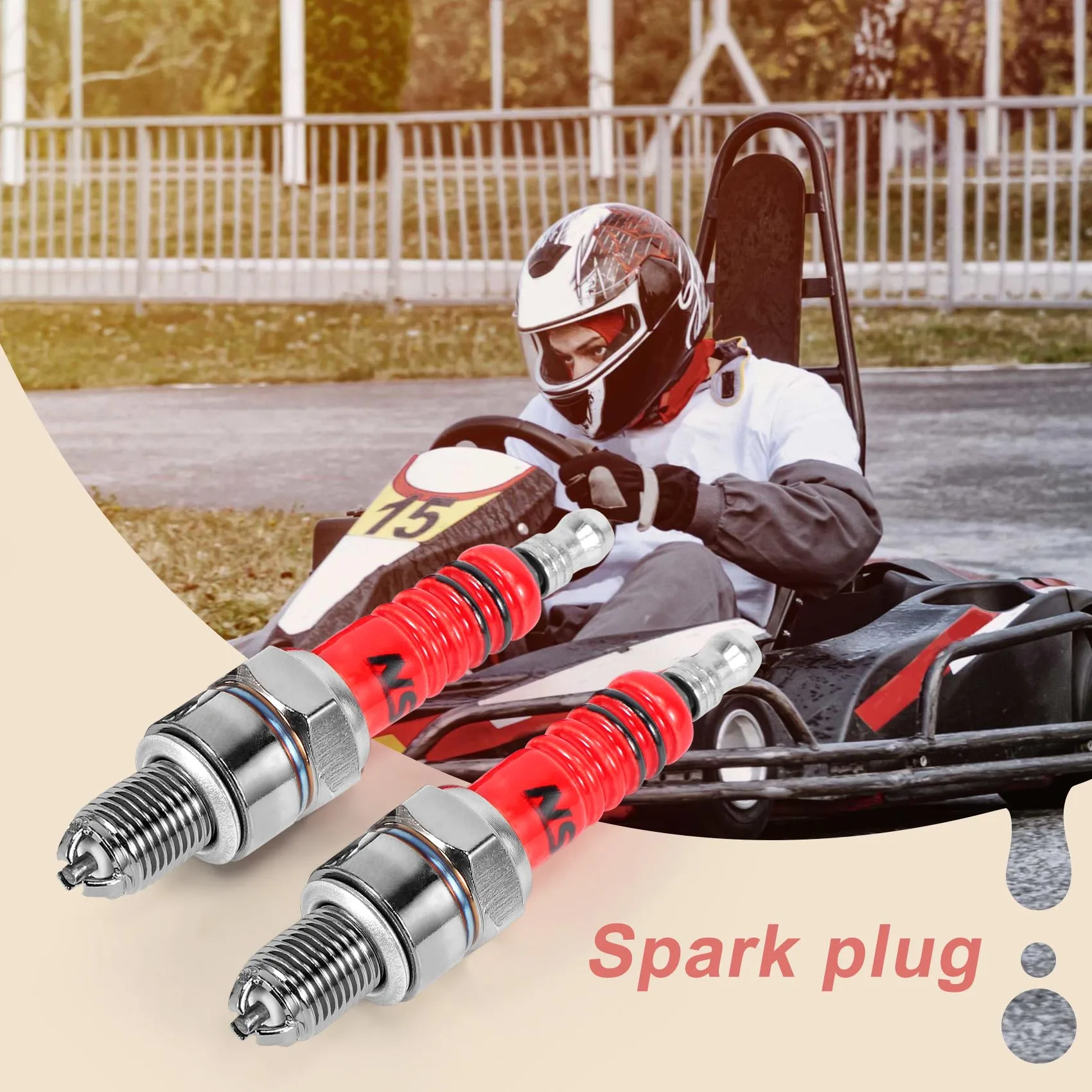 Pack of 2 Racing 3 Electrode Spark Plug A7tc for 50cc 110cc 125cc 150cc Atv Scooter Dirt Bike Go Kart