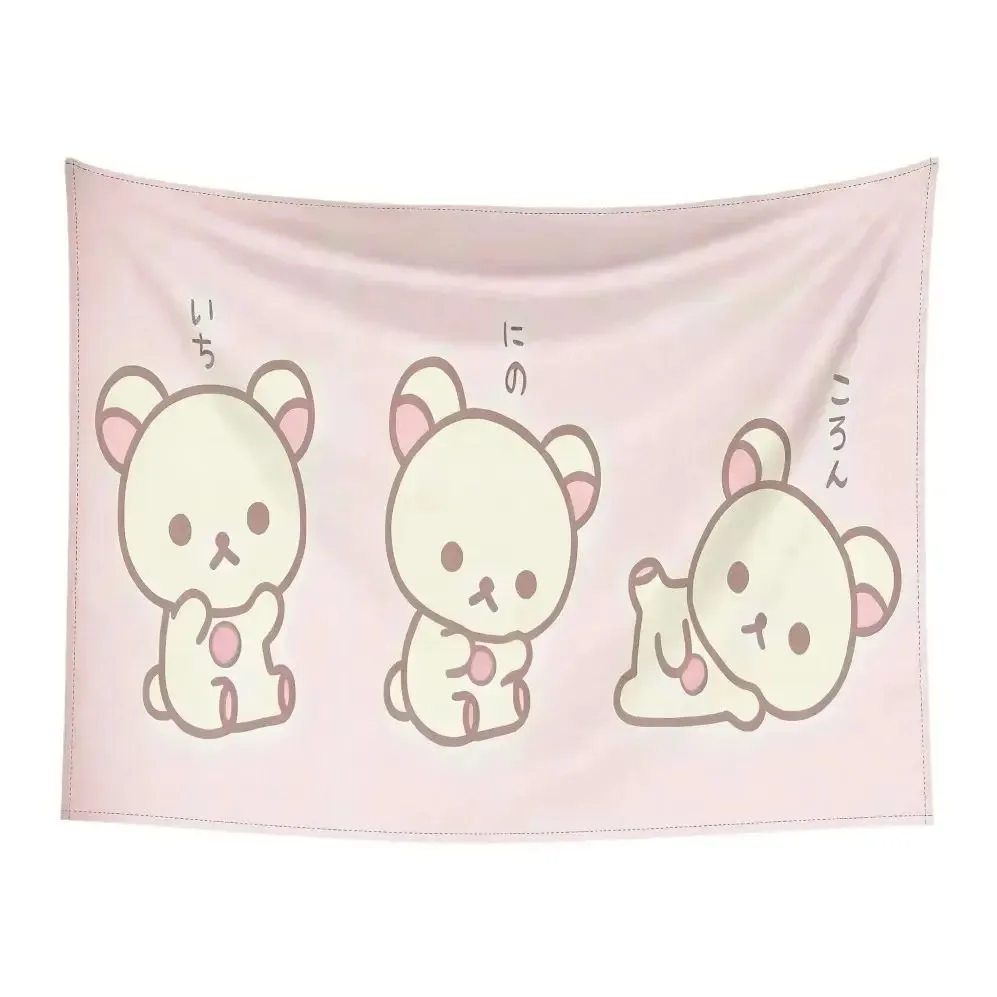 VIKAMA Cute Bears Tapestry 2D Flat Polyester Wall Hanging Cozy Kids Room Bedside Decor Healing Home Accent Gift Wall Art