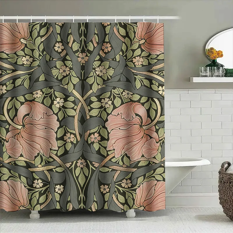 Vintage bloemen douchegordijn Boheemse decor badkameraccessoires set