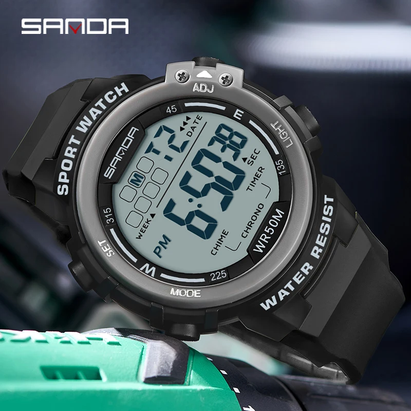 SANDA Luxury Fashion G Style Men\'s Sports Watch Waterproof Military Display Clock Man Watches LED Digital Watches Reloj Hombre