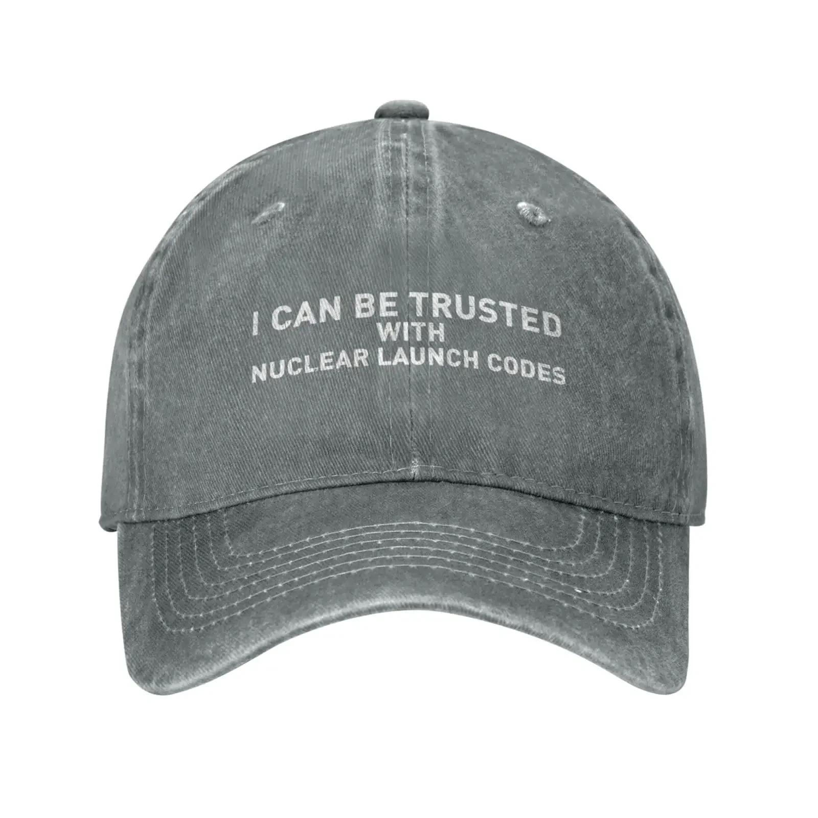 I Can Be Trusted with Nuclear Launch Codes Running Baseball Cap Adult Denim Hat Cotton Fashion Washed Cap Unisex Fashion Daily