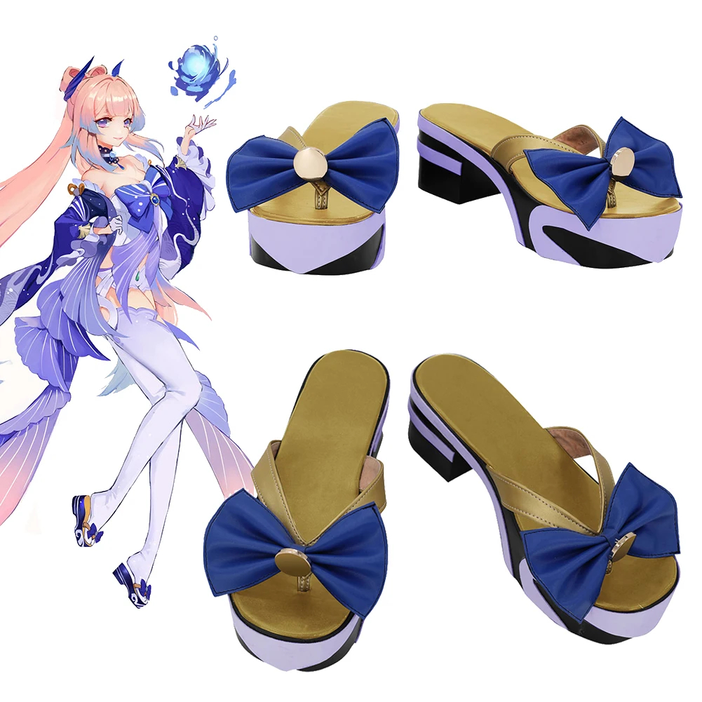 Anime Game Genshin Impact Sangonomiya Kokomi Cosplay Shoes Roleplay Fantasia Cosplay Costume Accessories Women Slipper Sandals