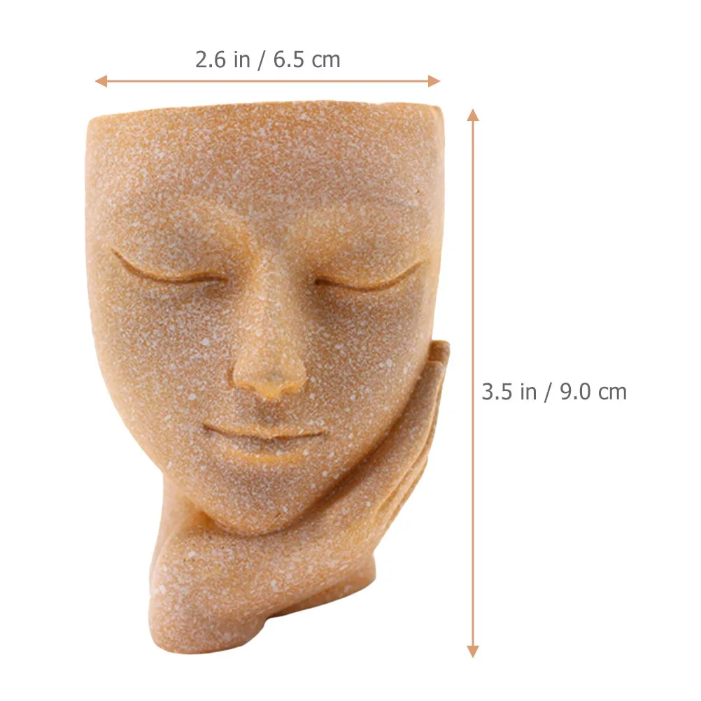 

Resin Flowerpot Human Face Sculpture Decorative Planter Indoor Outdoor Succulent Plant Pot Garden Bonsai Container
